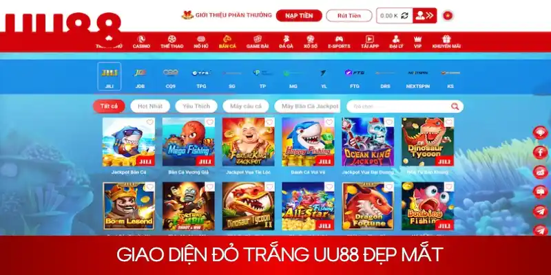 UU88 nổi bật với giao diện đỏ trắng đẹp mắt
