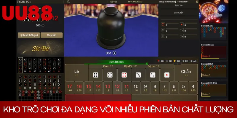 Kho trò chơi đa dạng với nhiều phiên bản chất lượng