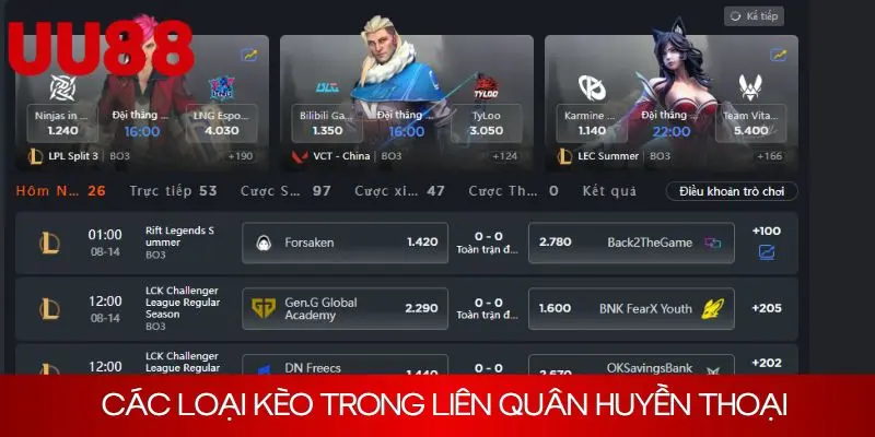 Các dạng kèo nổi tiếng trong liên quân huyền thoại