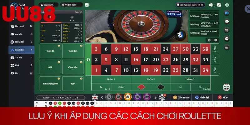 Lưu ý khi áp dụng các phương pháp chơi roulette